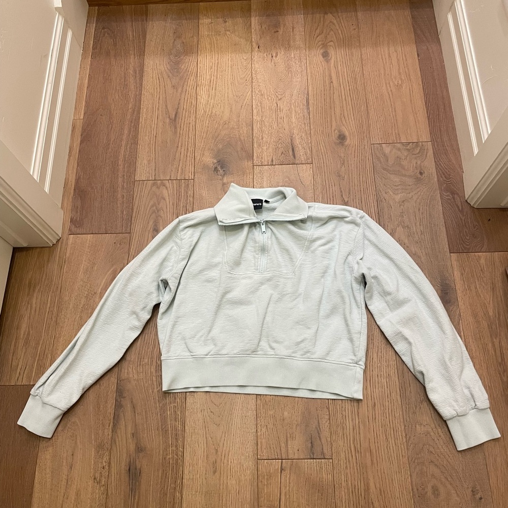 Cropped Collared Quarter Zip Mint Green